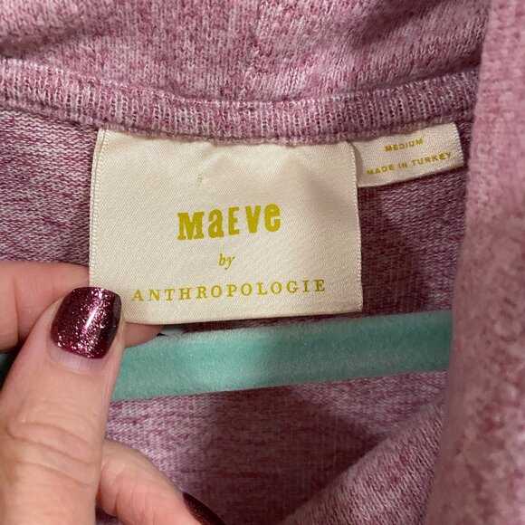 Anthropologie‎ Maeve Knit Cowl Neck Tunic Sweater Heathered Pink Size M - Picture 2 of 8
